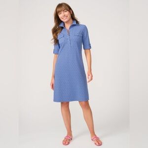J. McLaughlin Blue Patterned Polo Dress